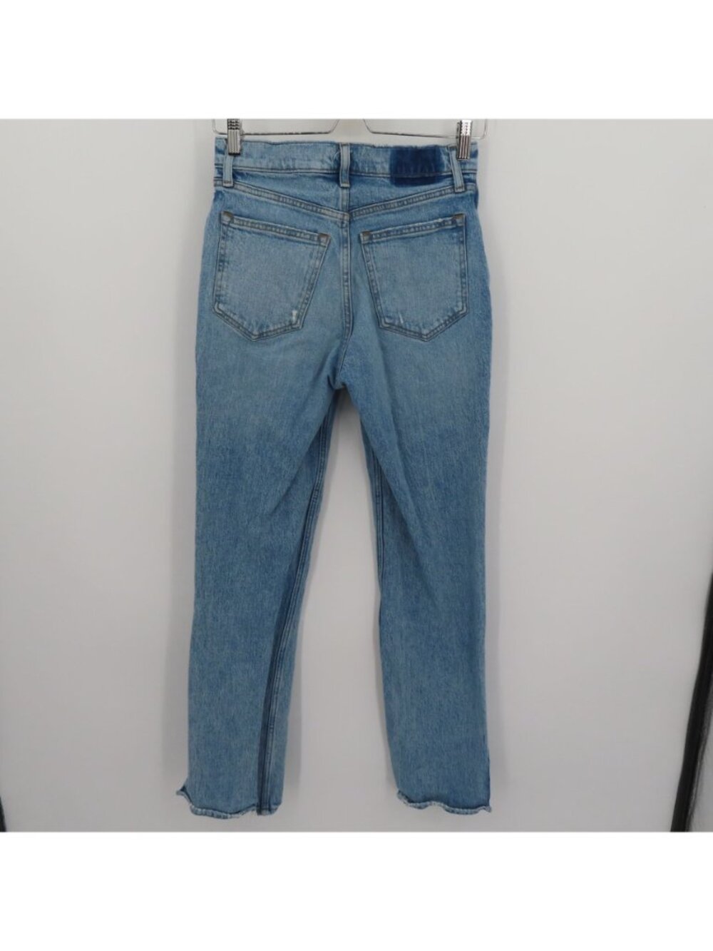 Abercrombie & Fitch 4/27 90s Straight Ultra High Rise Distressed Blue Denim Jean - Picture 5 of 12